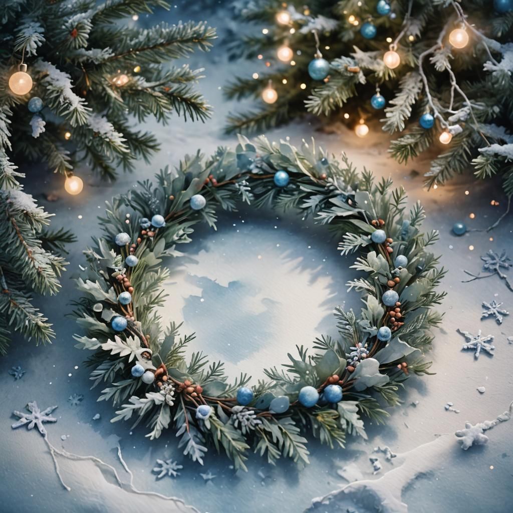 Watercolor Whimsy: A Christmas Garland in Winter Wonderland