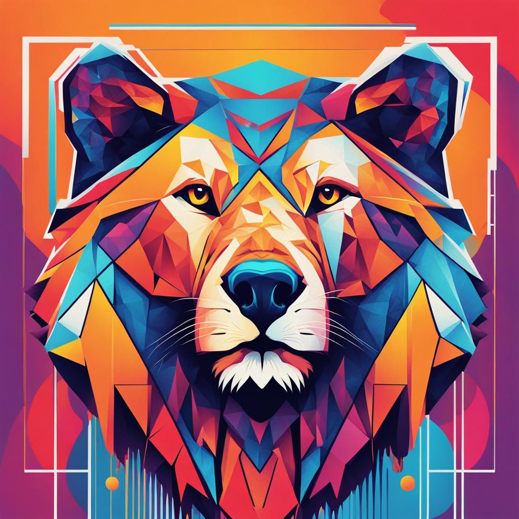 Hybrid Canid Creature as Pop Art Icon