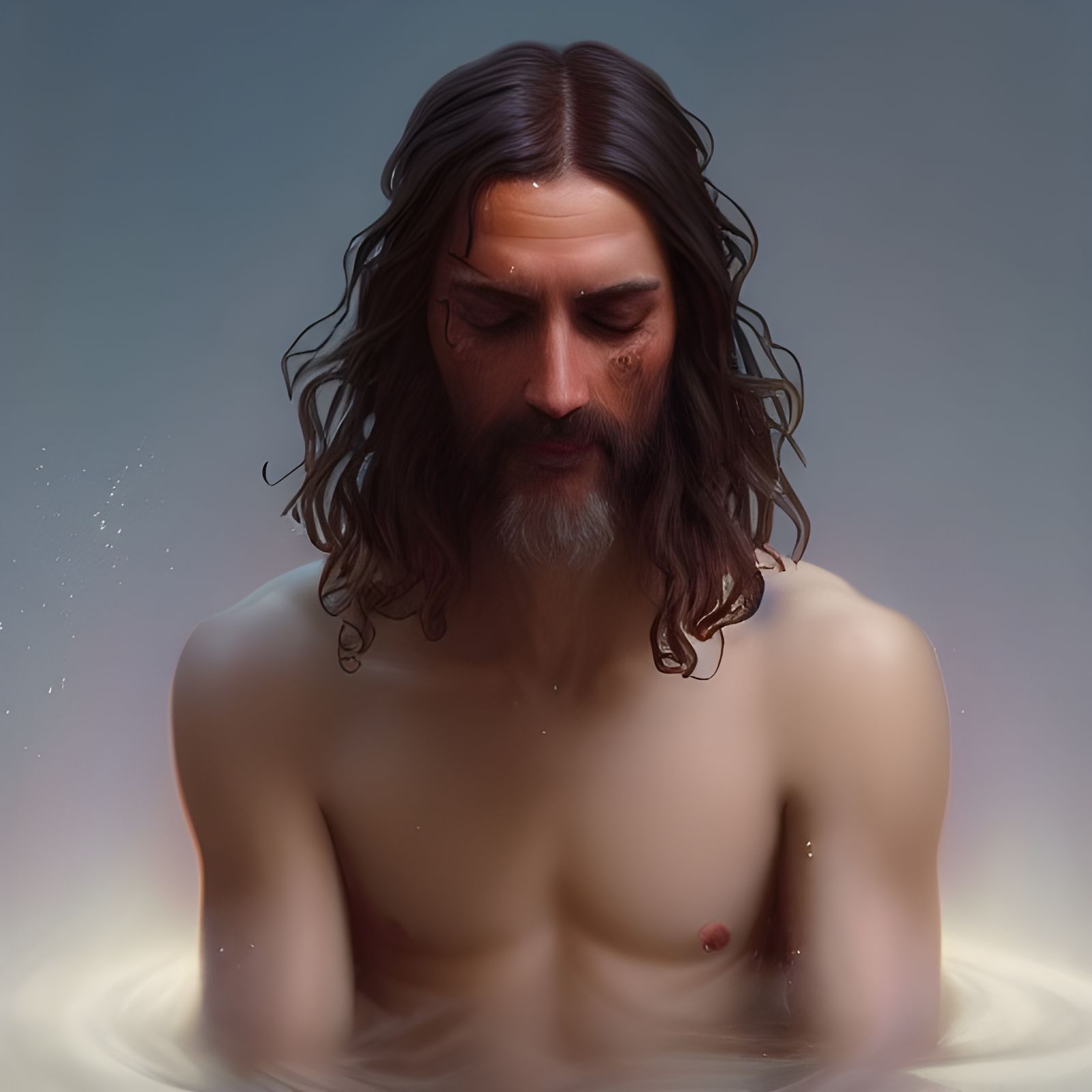 Baptism of Jesus Portrait in Hyperdetailed Style