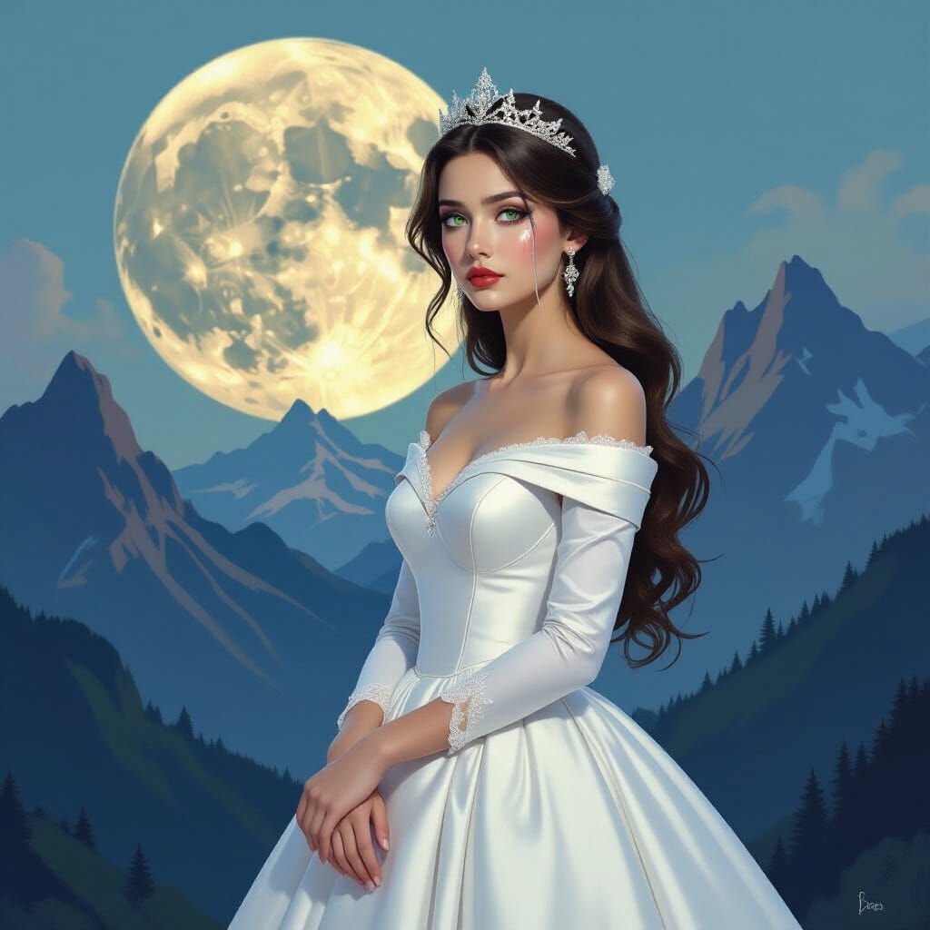 Crying Princess Before Moon, Landscape Realism