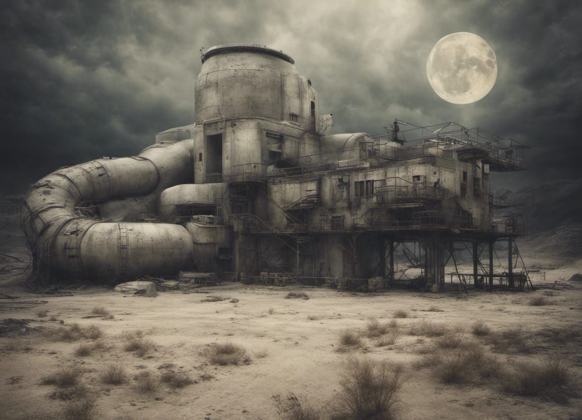Dystopian Moon Base in Gritty Sci-Fi Style