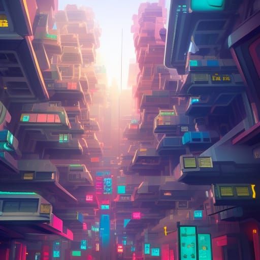 Futuristic Hong Kong Street in Disney Style