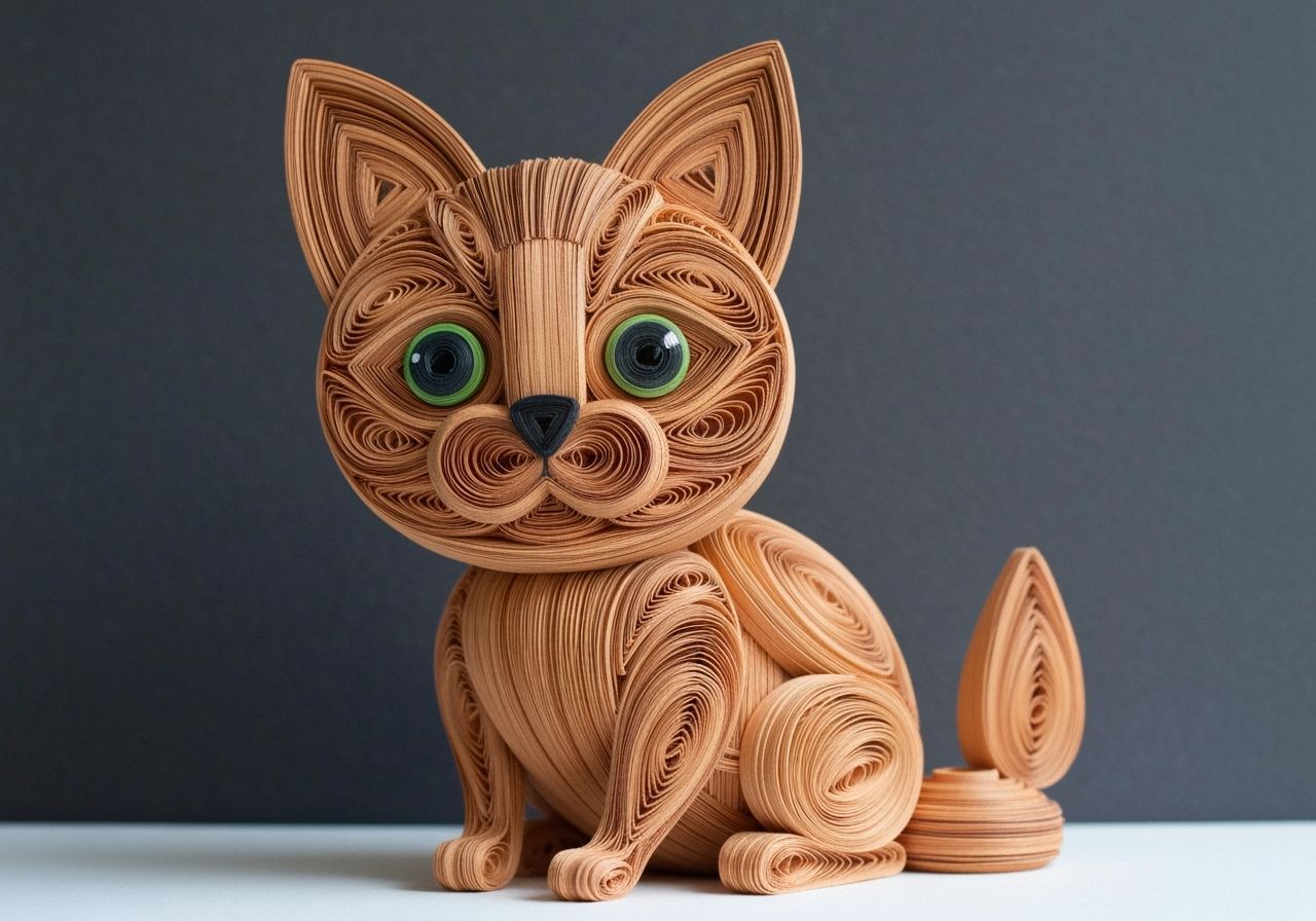 3D Quilled Paper Kitty Artwork