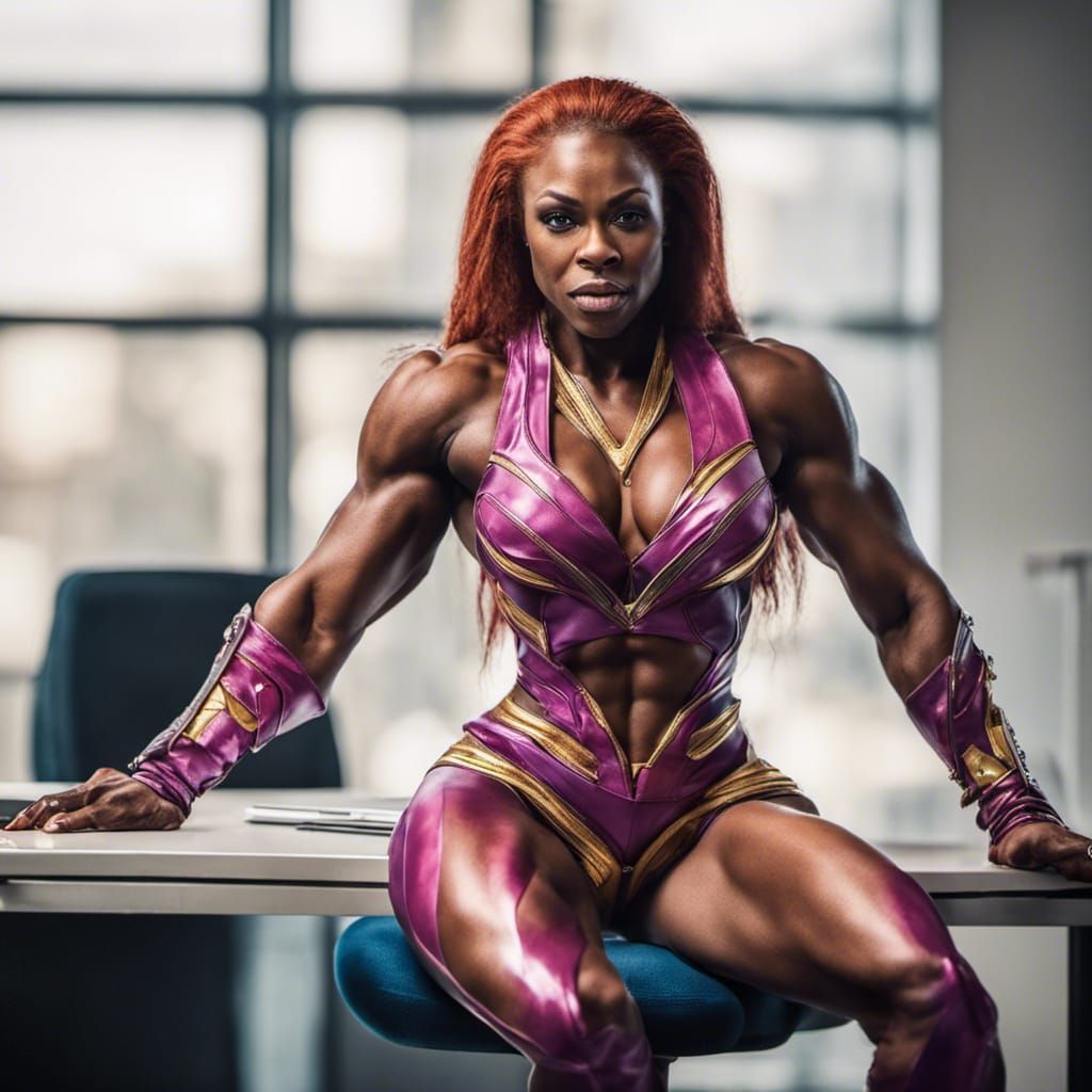 Starfire as Muscular Bodybuilder in Office, Professional Pho...