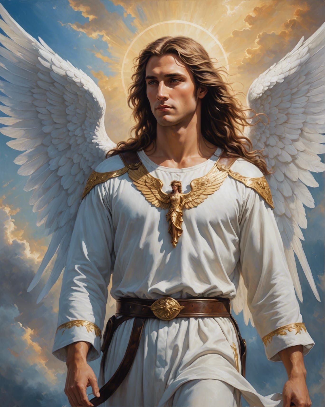 Majestic Guardian Angel Portrait in Heaven