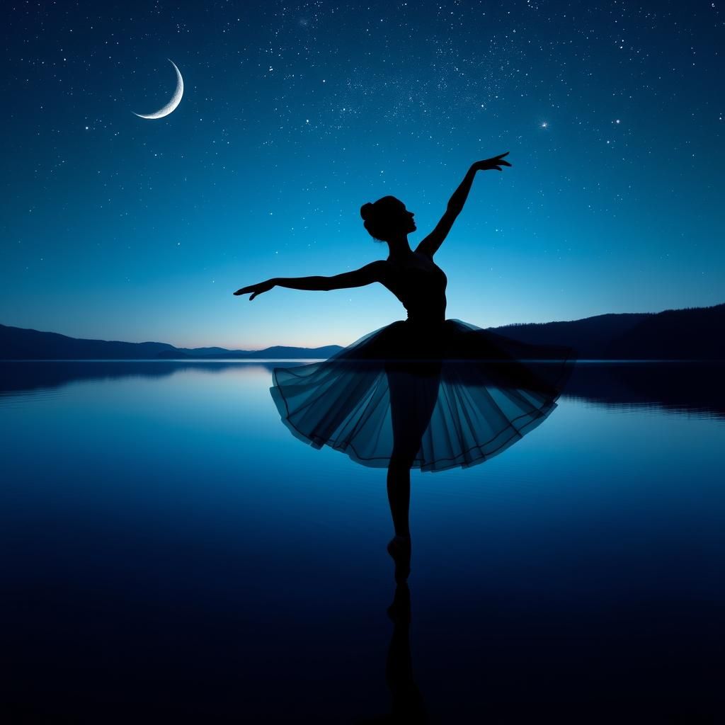 Ballerina in Starry Night Double Exposure