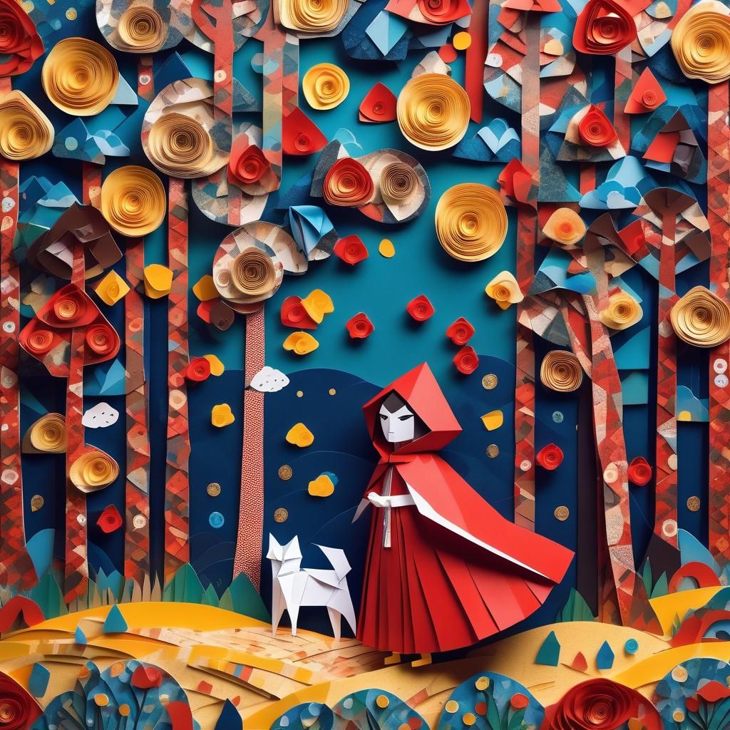 Little Red Riding Hood as Gustav Klimt Artwork