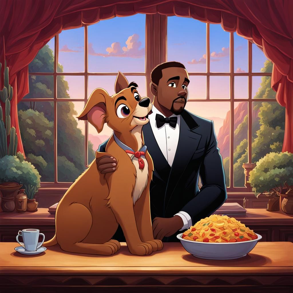 Elon Musk and Kanye West as Lady and Tramp
