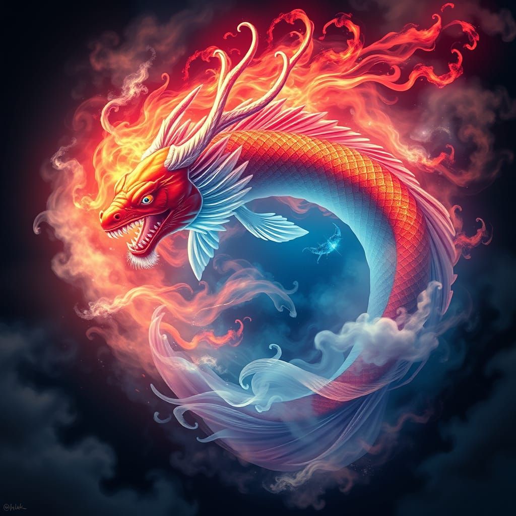 Koi Fish Transforms into Dragon with Mystical Aura