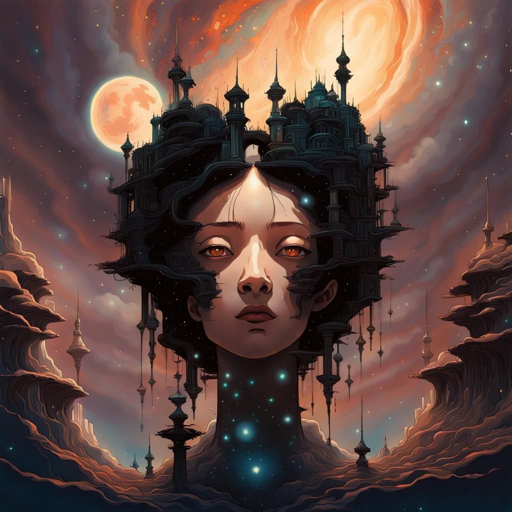 Surreal Mind Labyrinth in Warm Colors