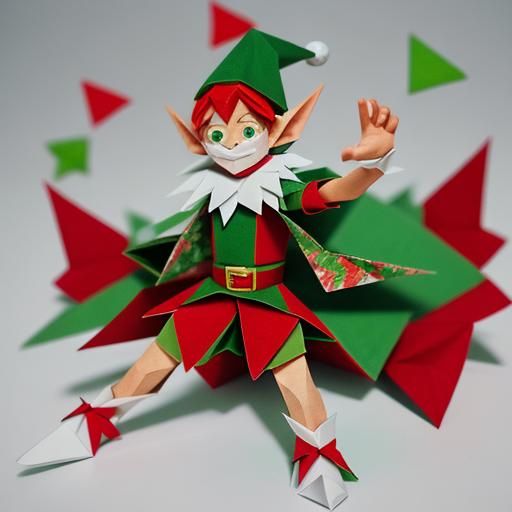 Origami Christmas Elf Papercraft in 8K
