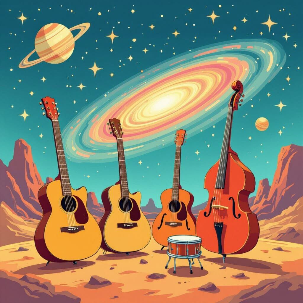 Retro Cartoon Instruments on Alien Planet