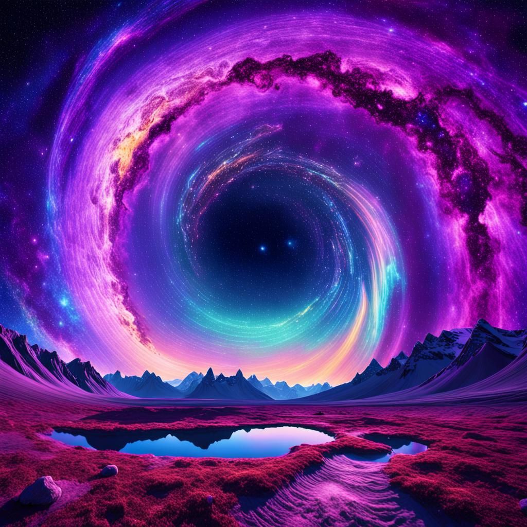 Cosmic Dreamscape in Deep Purple Nebula