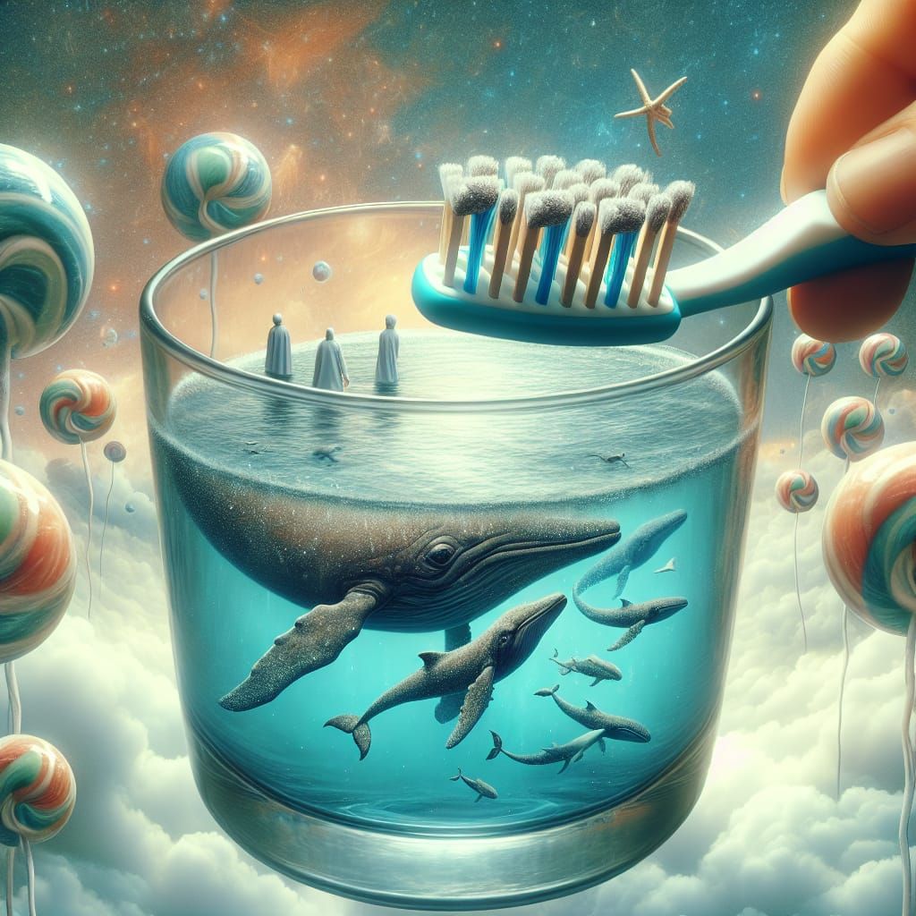 Surreal Whales in Glass Digital Painting