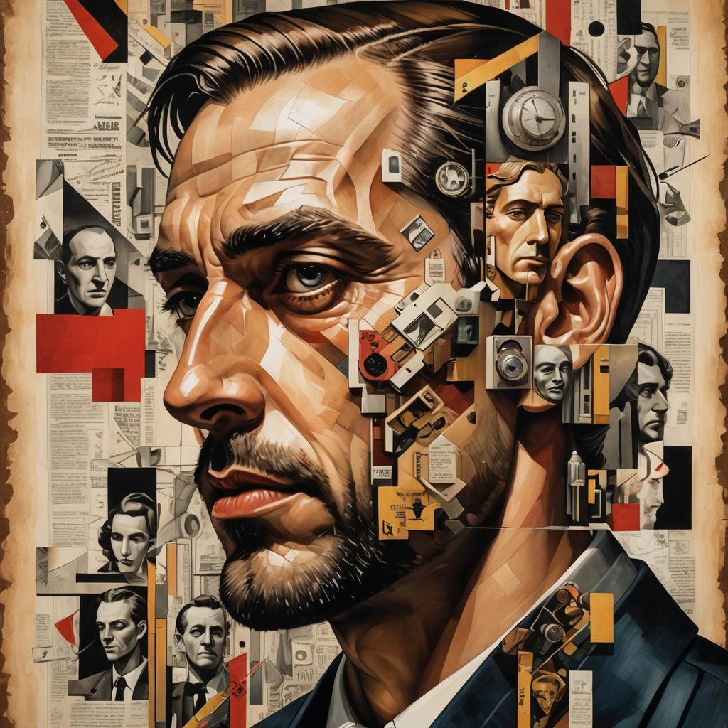 Surreal Art Deco Portrait: Cabinet of Curiosities Face