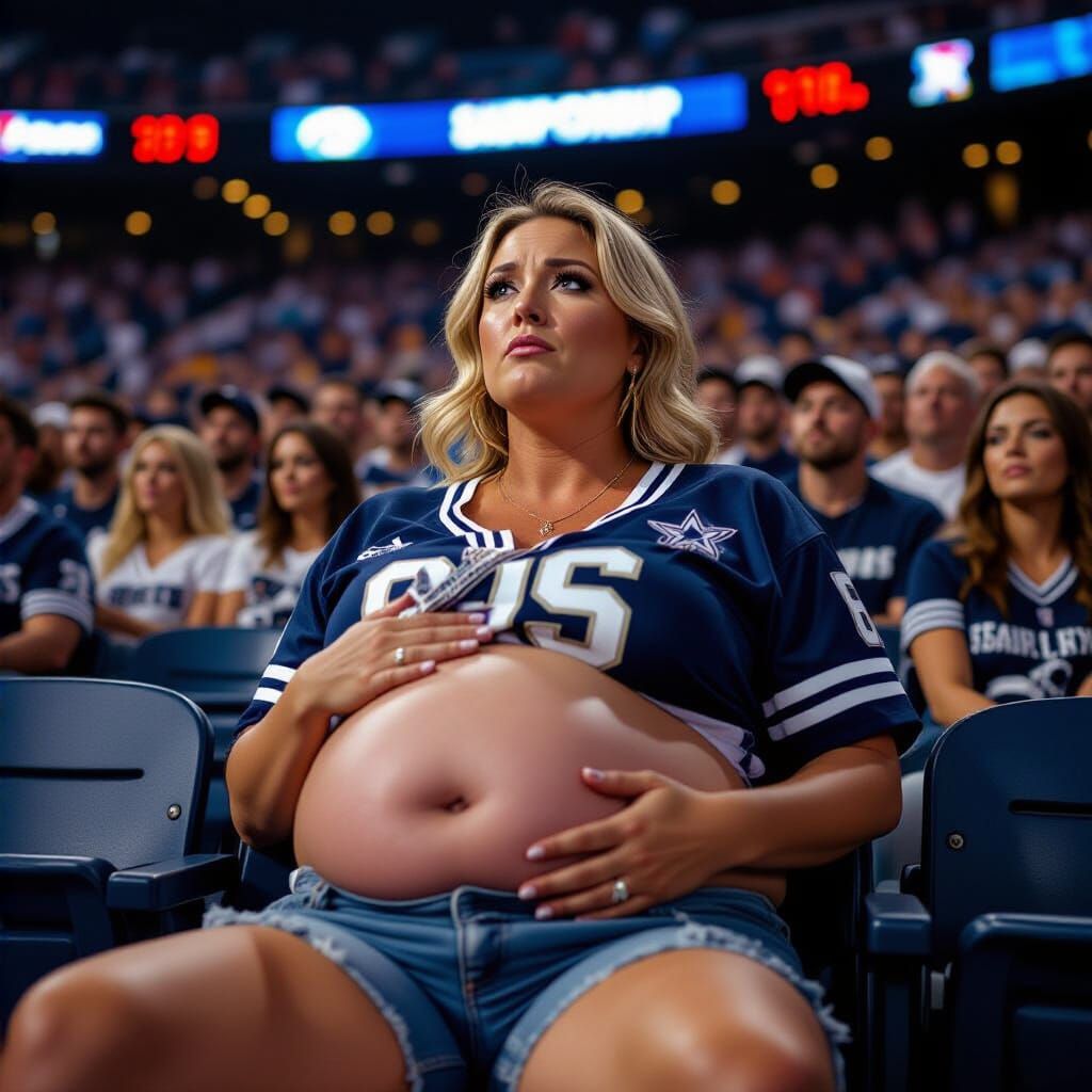 Woman's Discomfort at Championship Game: Cinematic Film Stil...