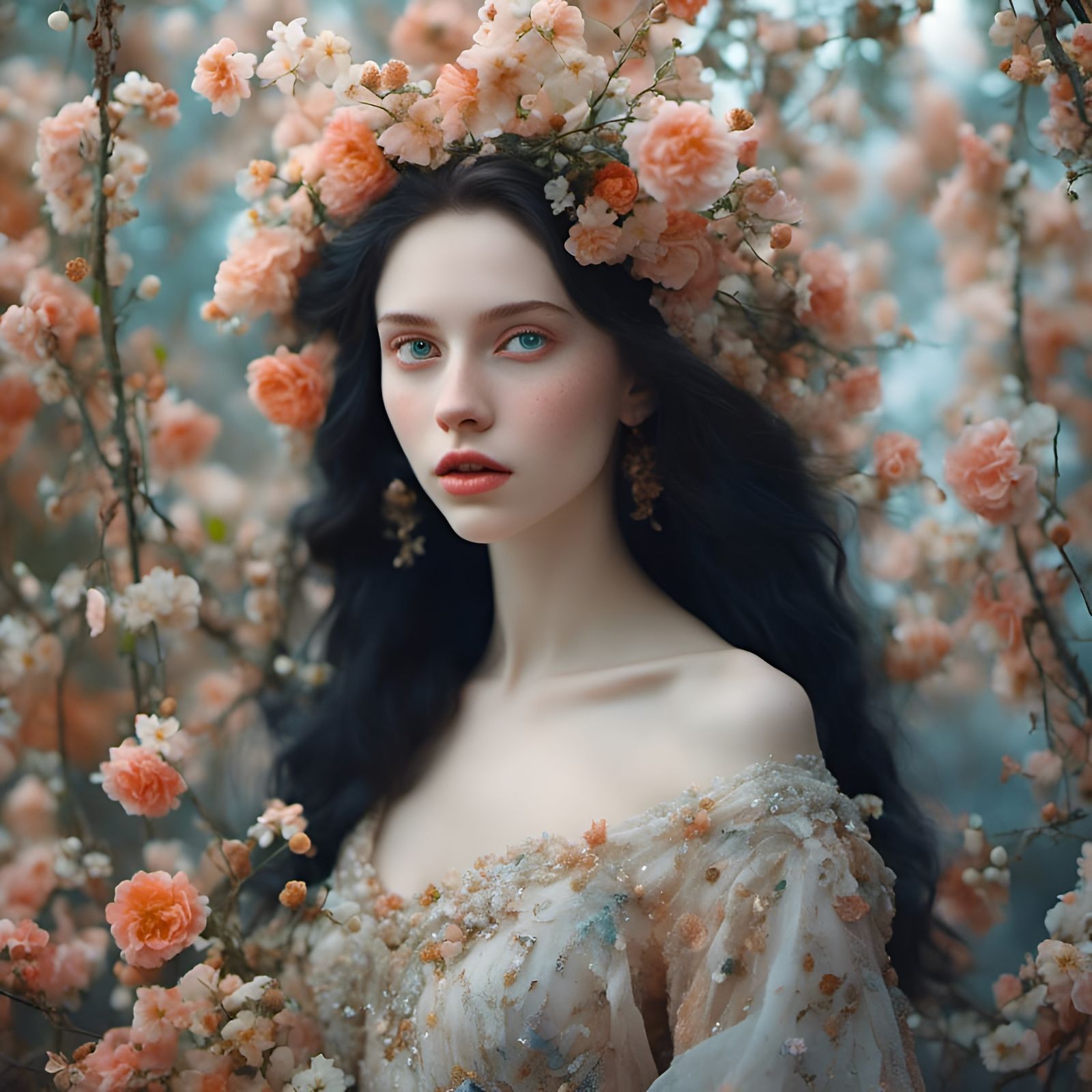 Hyperreal Portrait of a Girl with Pale Skin