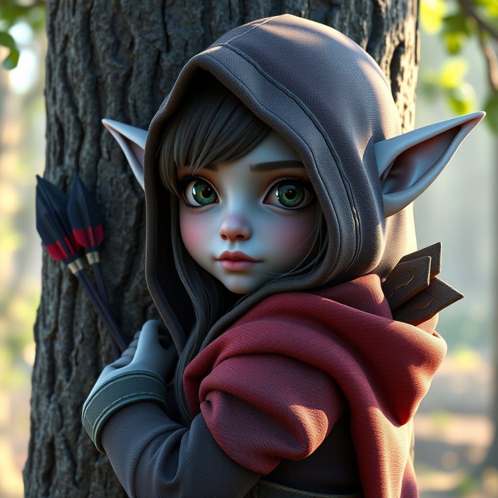Goblin Girl in Hooded Splendor
