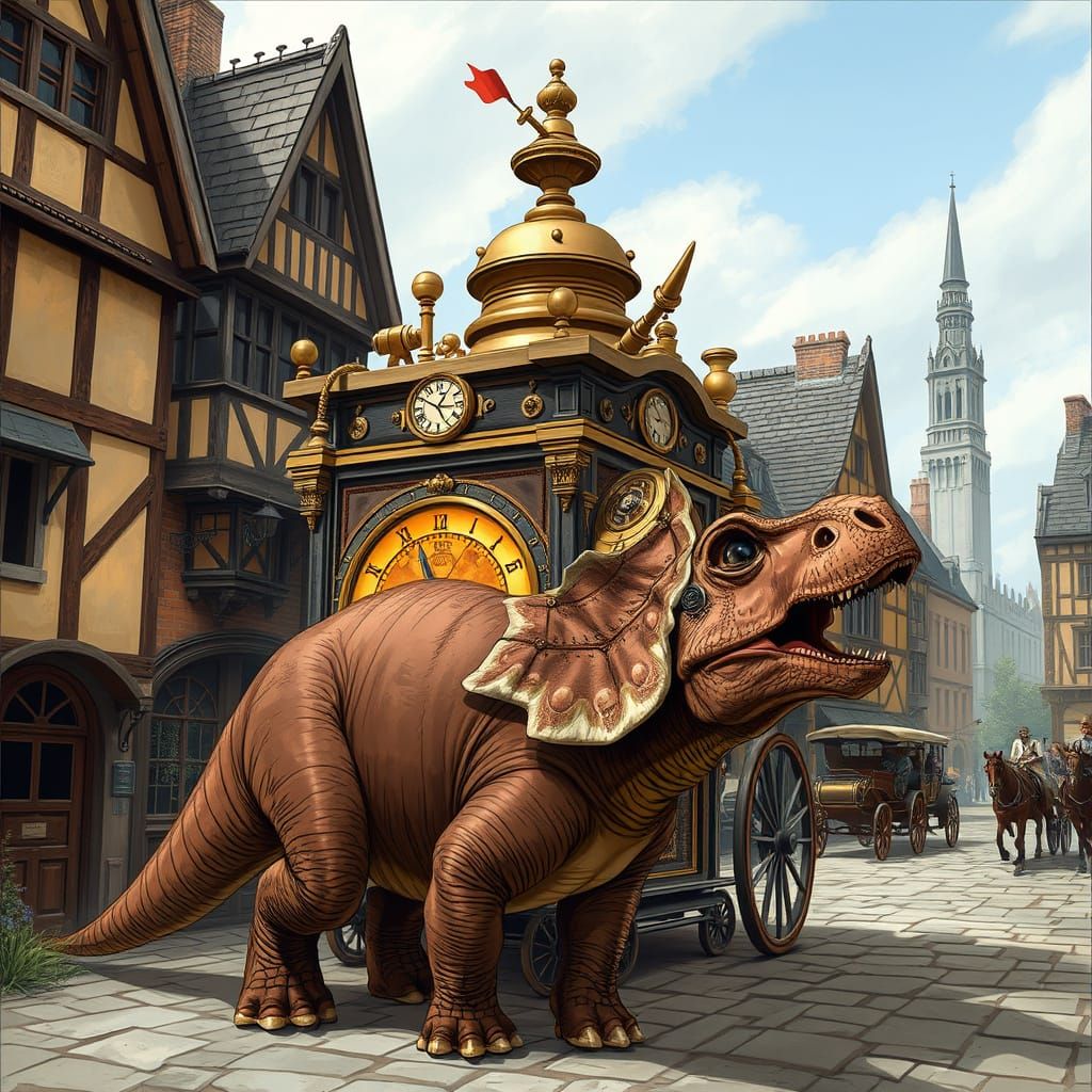 Time Machine Appears in Medieval London with Dinosaur
