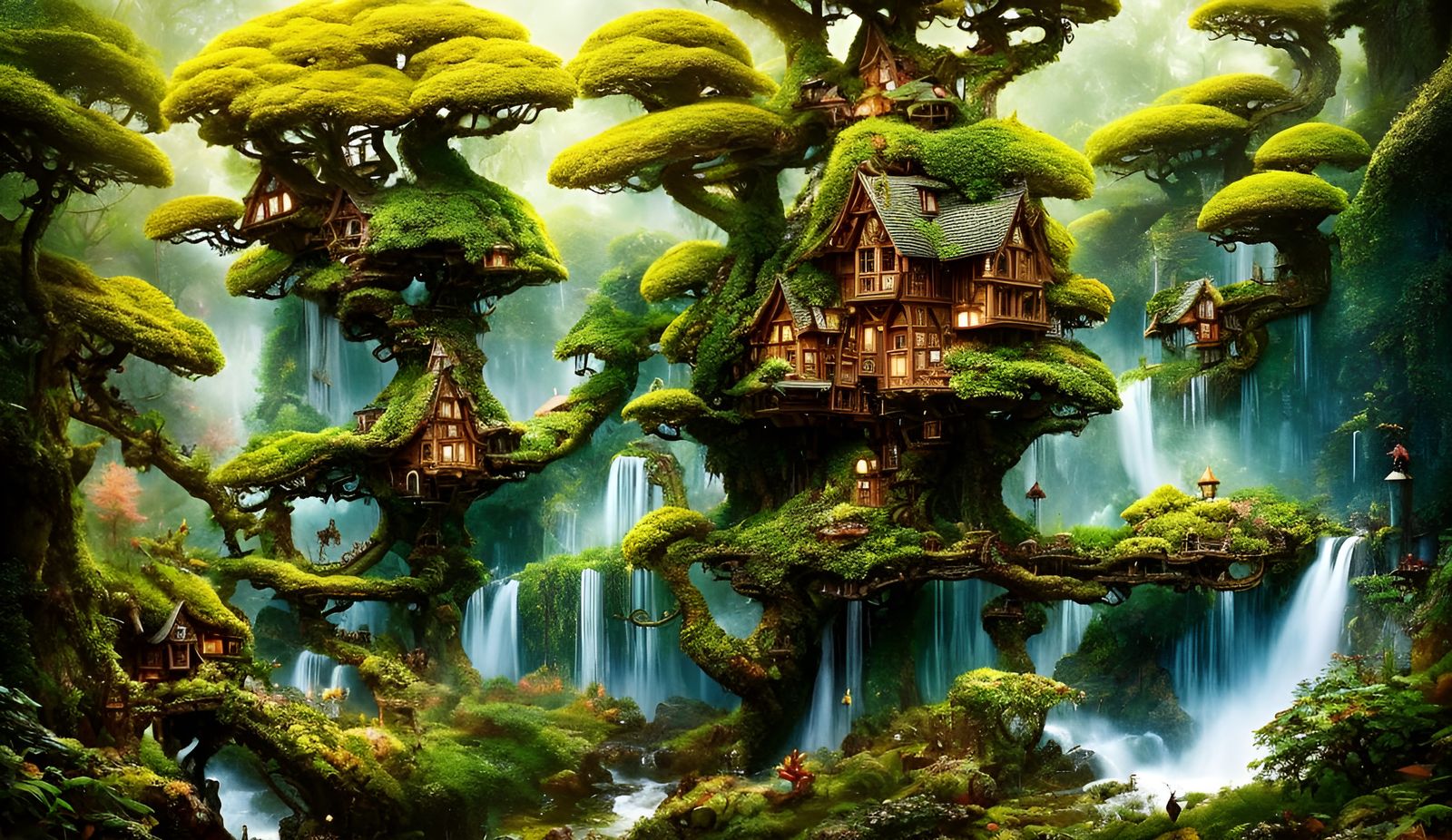 Enchanting Toadstool Treehouse Village in Fantasycore Style