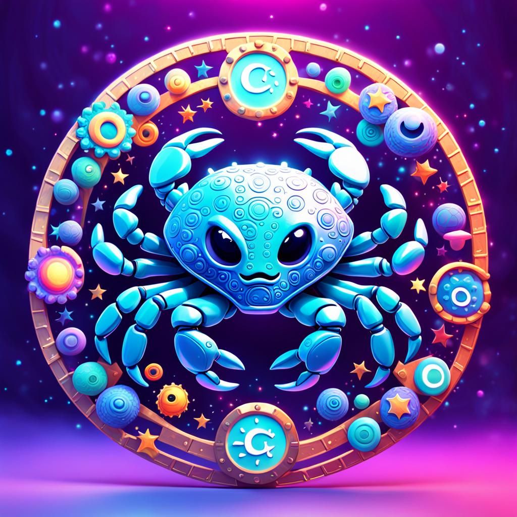 Psychedelic Cancer Zodiac Sign in 3D Style