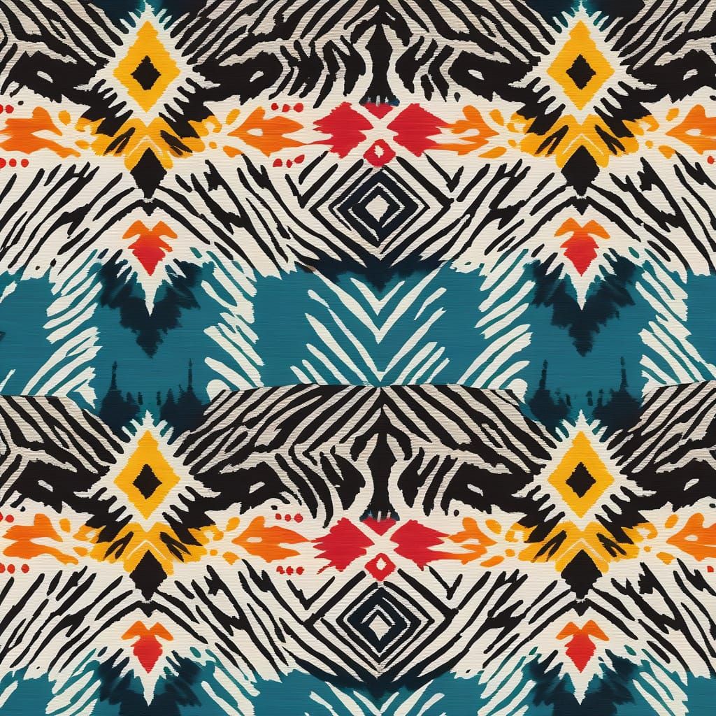 Vibrant Ikat Zebra in a Dazzling Colorful Pattern