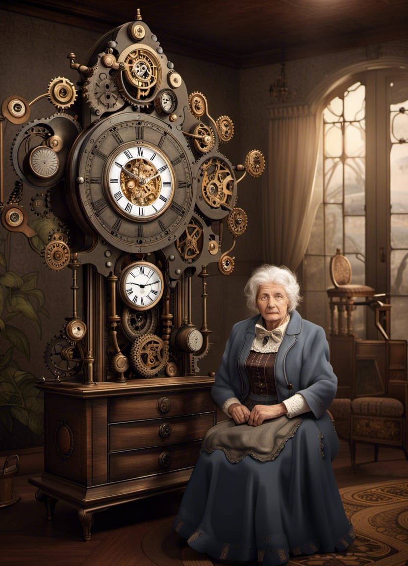 Clockwork Granny in Victorian Steampunk Style
