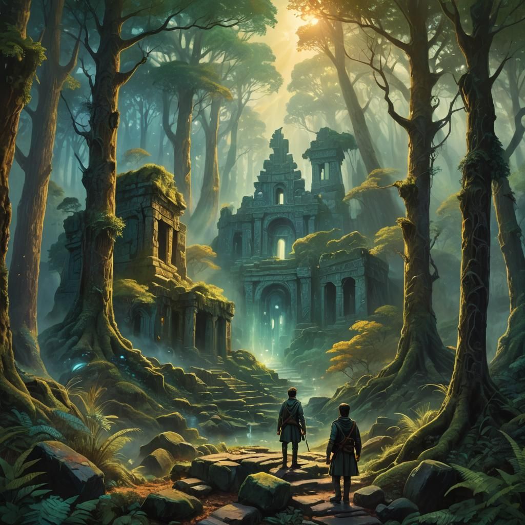 Mystical Forest Hero in Oil Painting Style