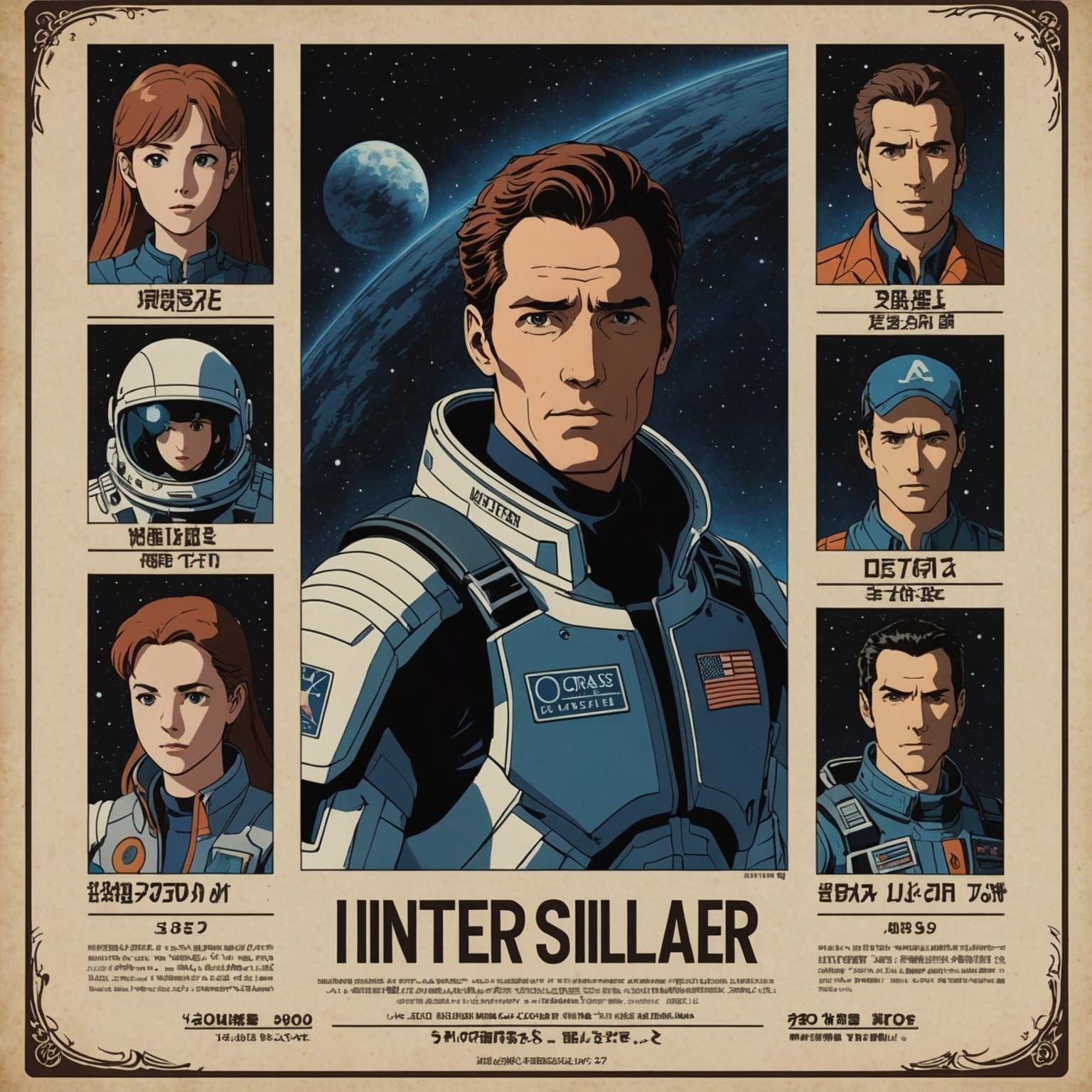 Interstellar Anime Wanted Posters in 90s Style