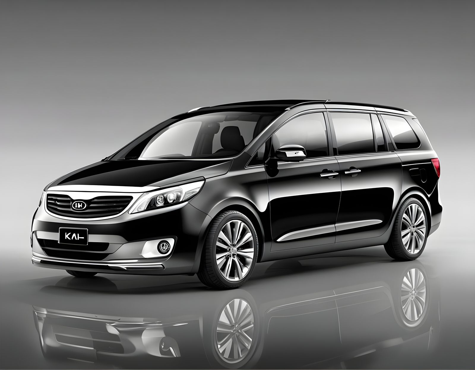 Black 2008 Kia MPV Minivan in 3D Render