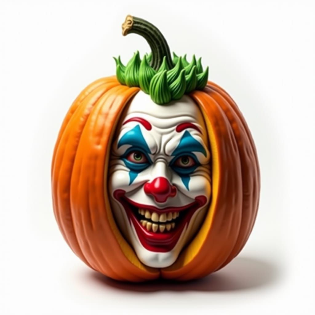 Hyperrealistic Halloween Pumpkin with Joker Face