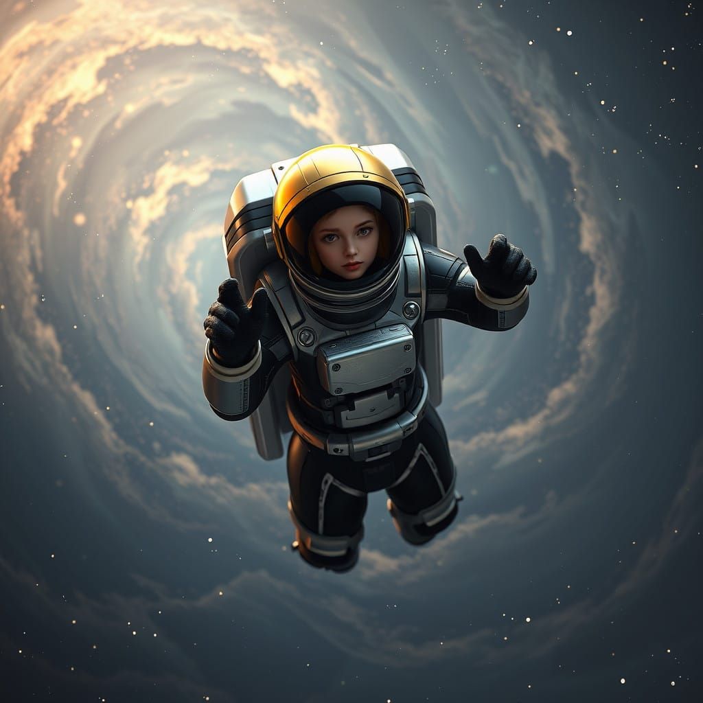 Futuristic Astronaut in Cosmic Nebula