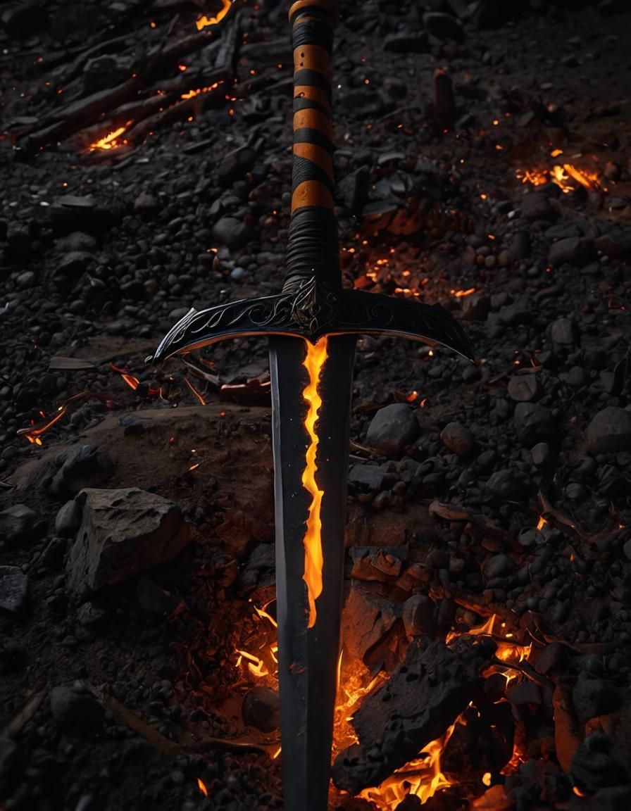 Sword in Bonfire: Cinematic Film Still