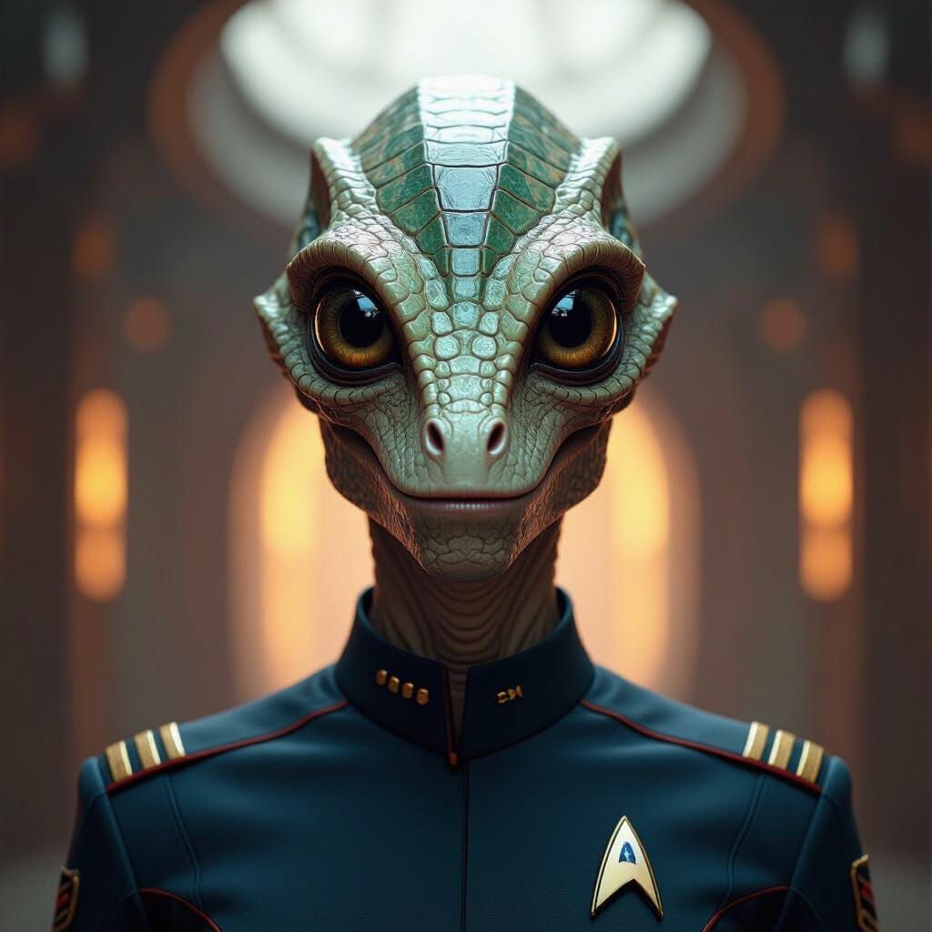 Hybrid Alien-Human Male with Multifaceted Eyes in Starfleet ...