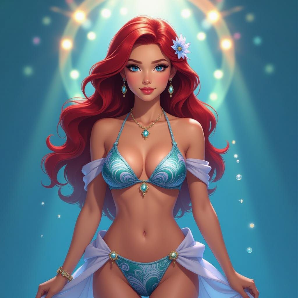 Princess Ariel in Futuristic Bikini, Art Nouveau Style