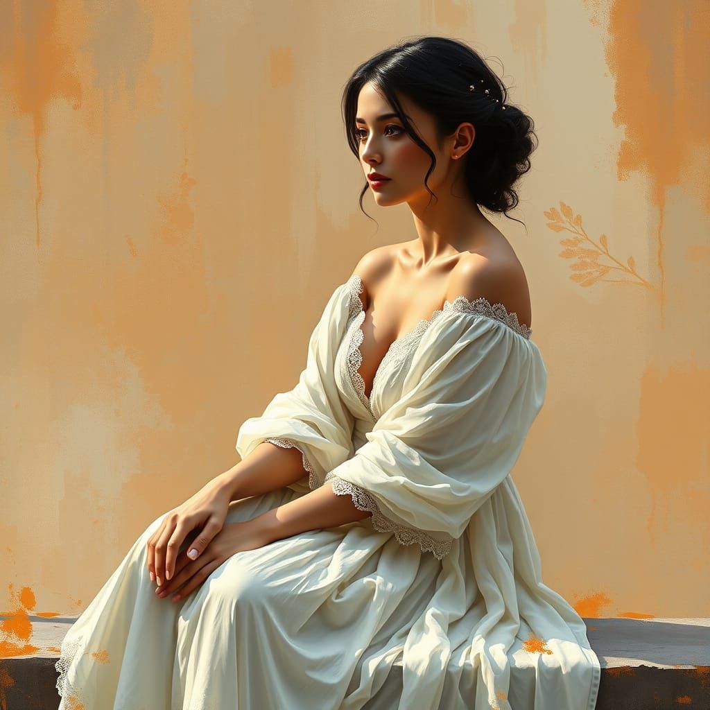 Serene Impressionist Woman in Contemplation