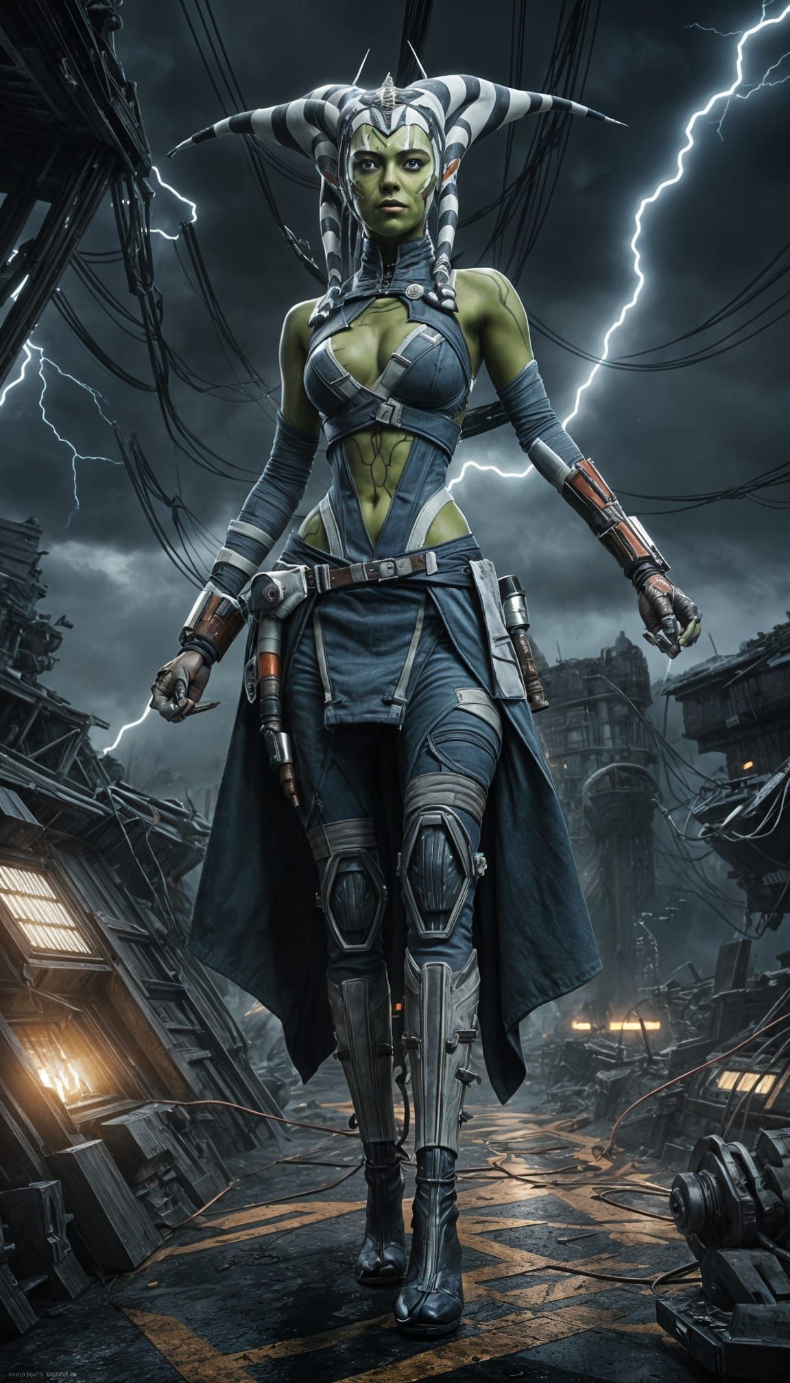 Frankenstein's Monster Ahsoka Tano in Steampunk Horror Style