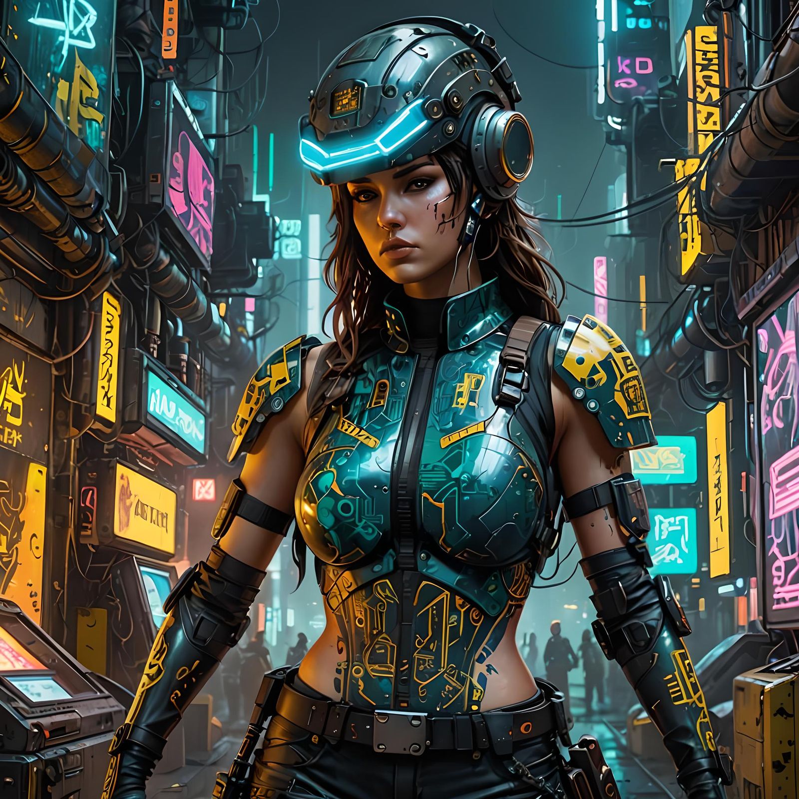 Biopunk Voluptuous Woman Portrait in Cyberpunk Style