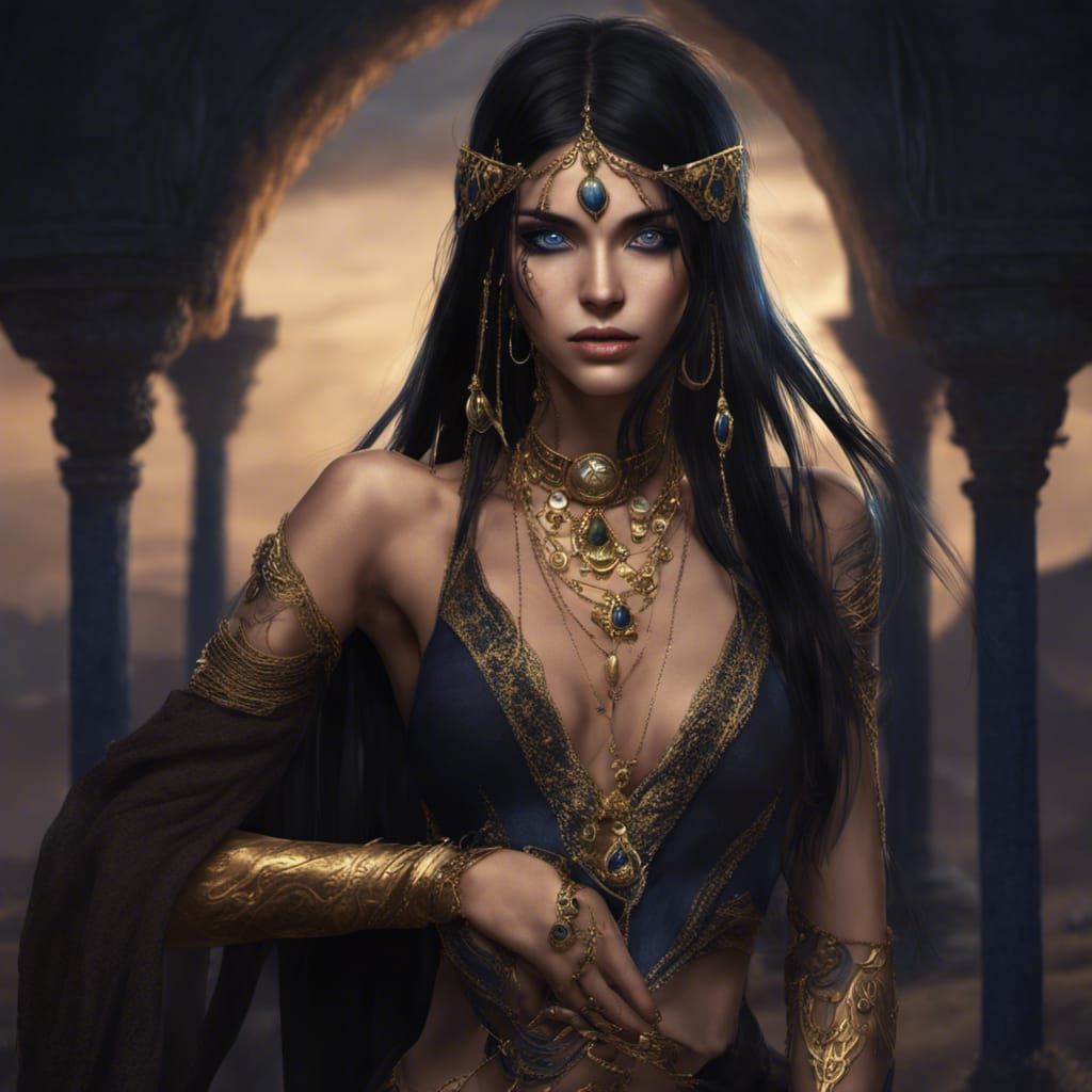 Desert Fantasy Thief with Golden Jewelry