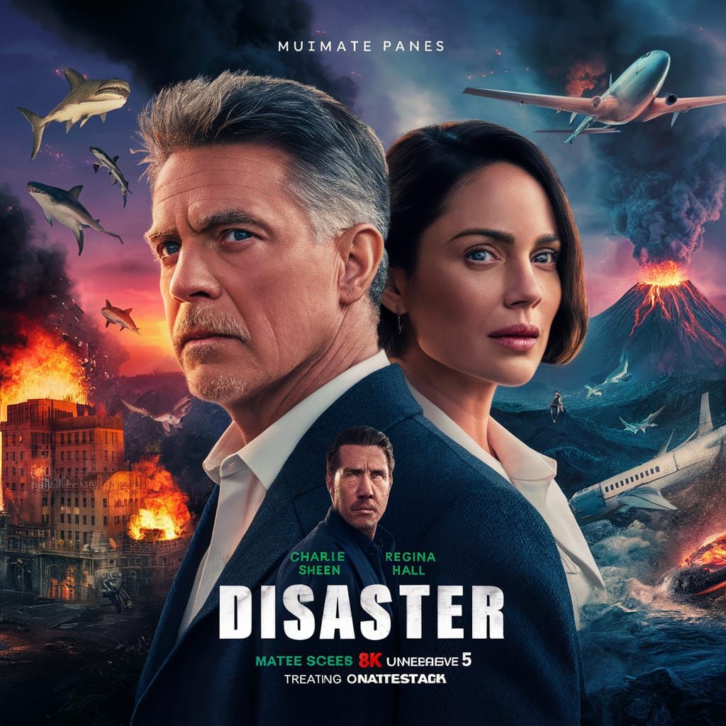 Movie Poster Title "Disaster" Starring Charlie Sheen and Reg...