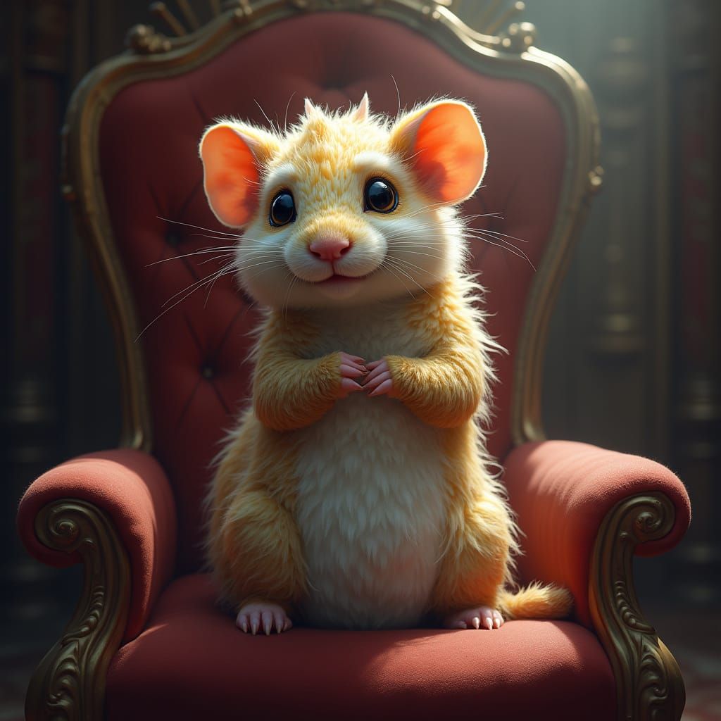 Majestic Dragon in Hamster Costume on Throne
