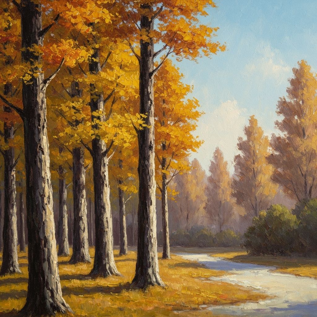 Autumn Lengas Trees in Argentina Oil Painting