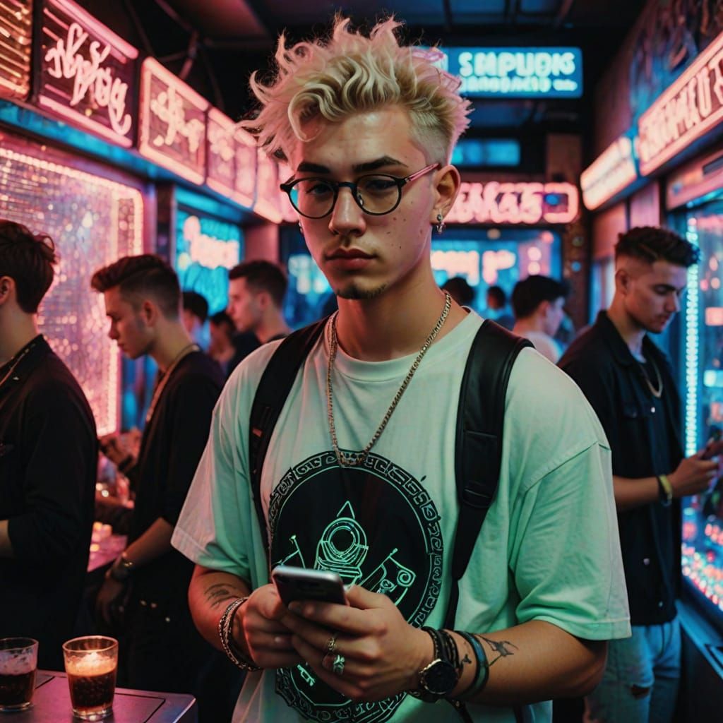 Discotheque Heartthrob in Neon Glow