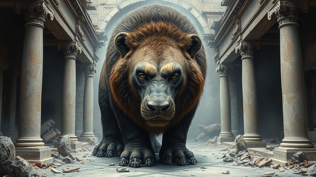 Majestic Creature in Ancient Ruins