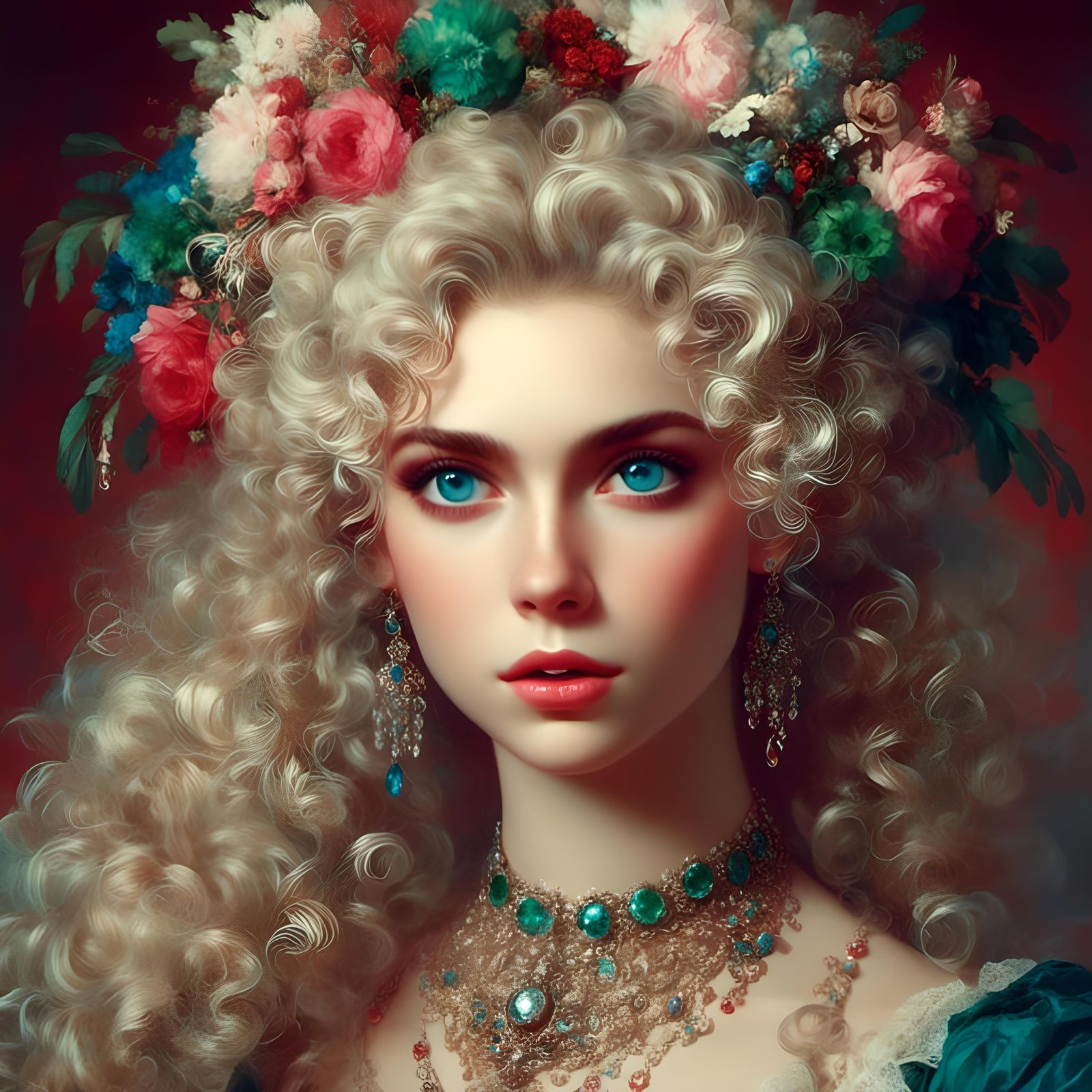 Rococo Beauty with Trio: Woman with Blond Hair