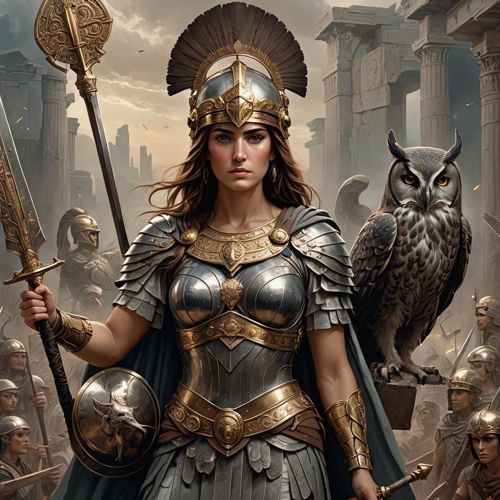 Athena: Ancient Greek Goddess in Digital Art Style
