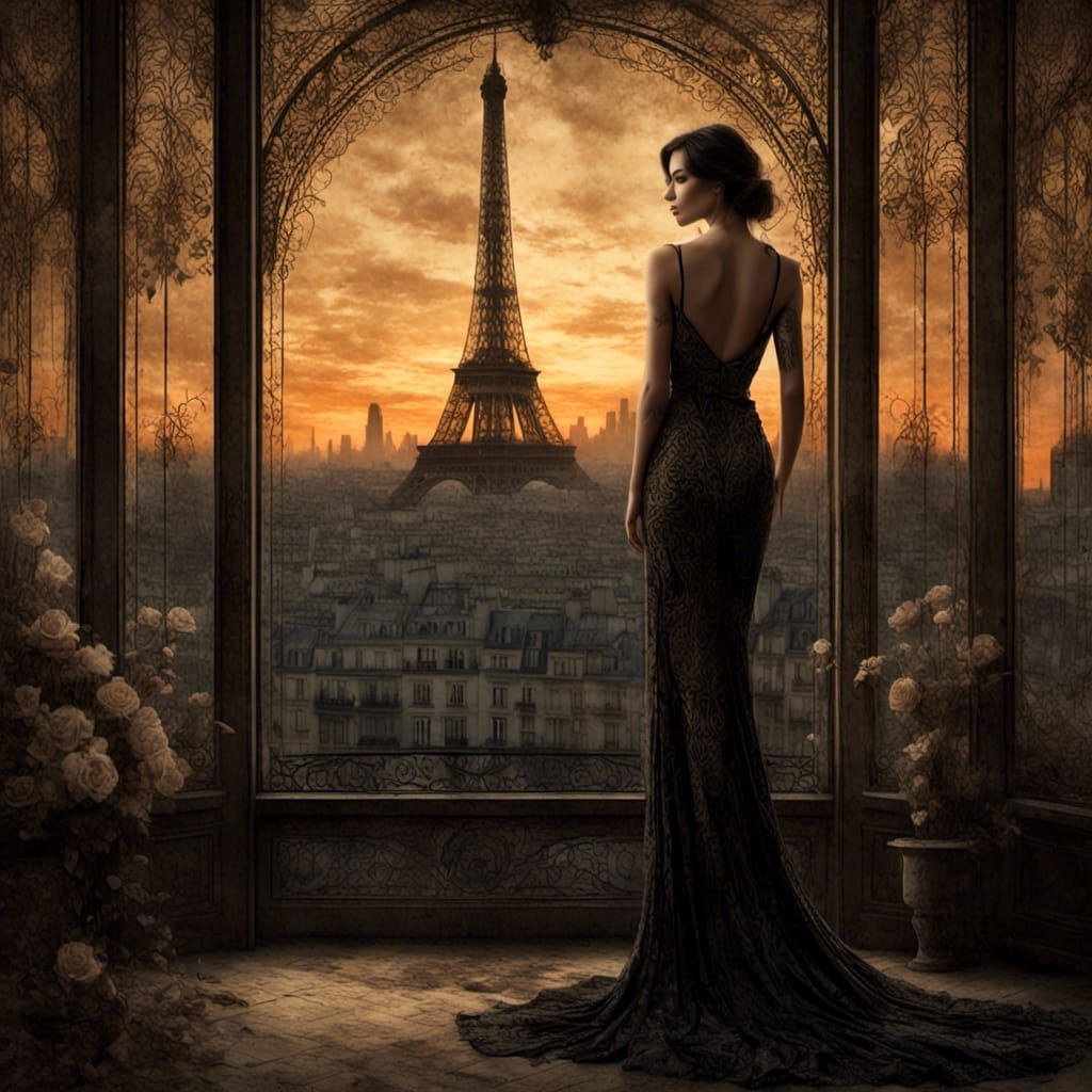 1920s Woman in Paris at Dusk