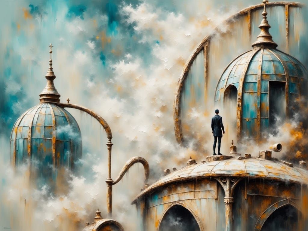 Surreal Glass Domes Under Ethereal Mist