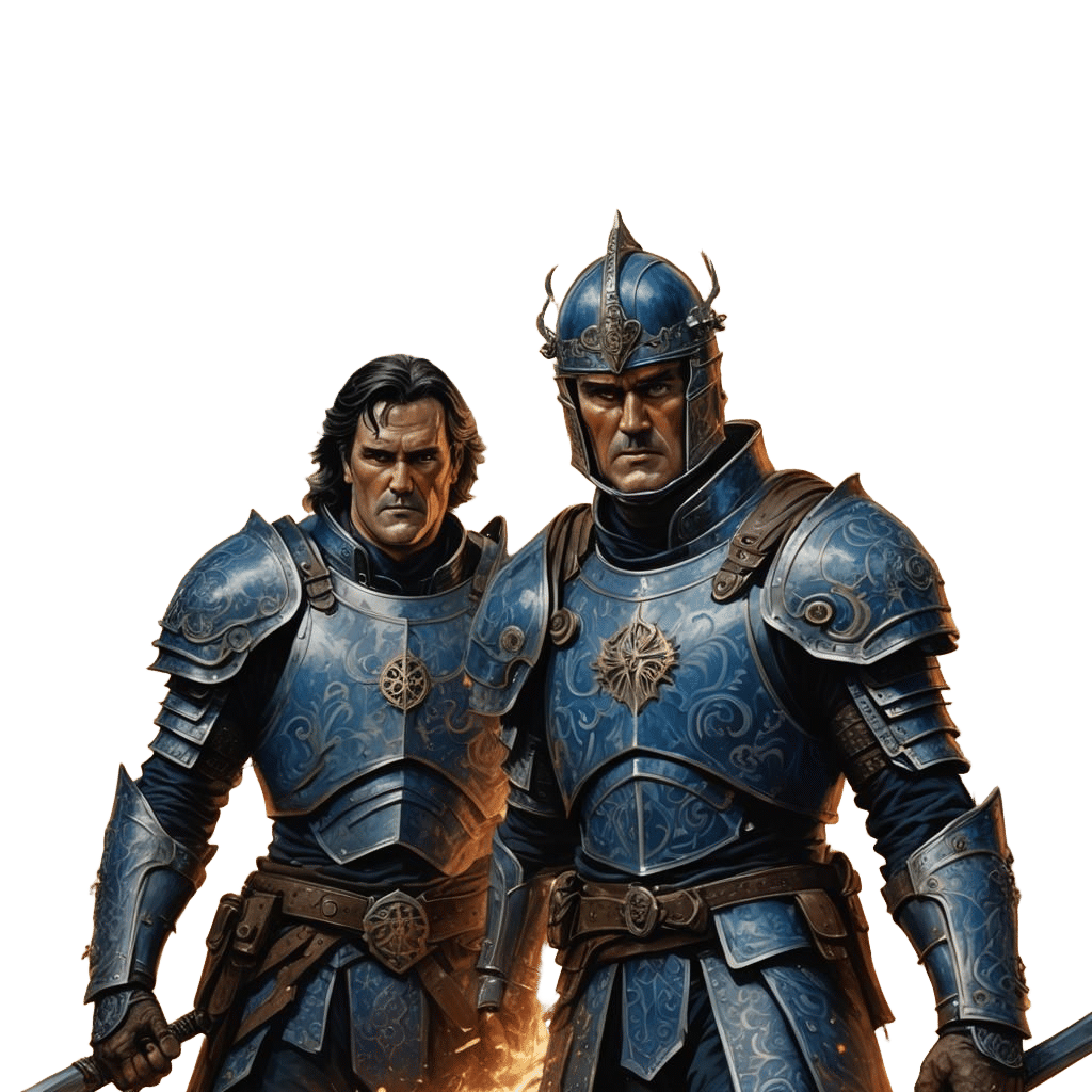 D&D Knight in Blue Armor, Dark Fantasy Art