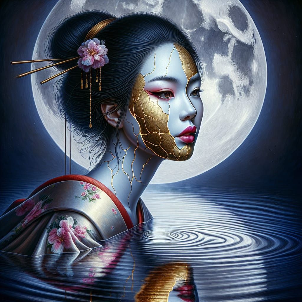 Moon River - Kinsugi Porcelain Geisha